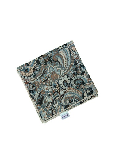 Ebruli Pamuklu Etnik Desenli Soft Eşarp 90x90 Cm Kiremit - Siyah