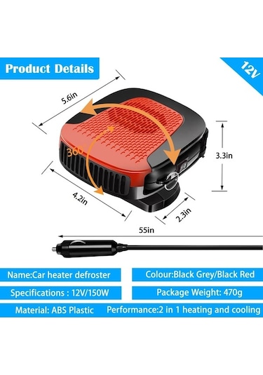 Wondernest 2025 Yükseltmesi Taşınabilir, Hızlı Isıtmalı Ön Lichen Isıtıcı, Cam Buğu Önleyici Araba 12v, Xi Kırmızı