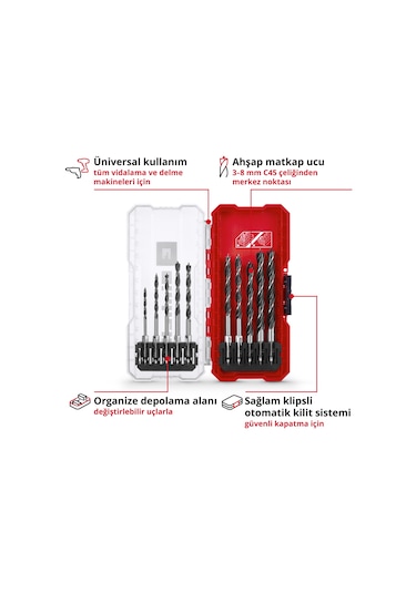 Einhell S-CASE 10 Parçalı Ahşap Matkap Ucu Seti - 49108733