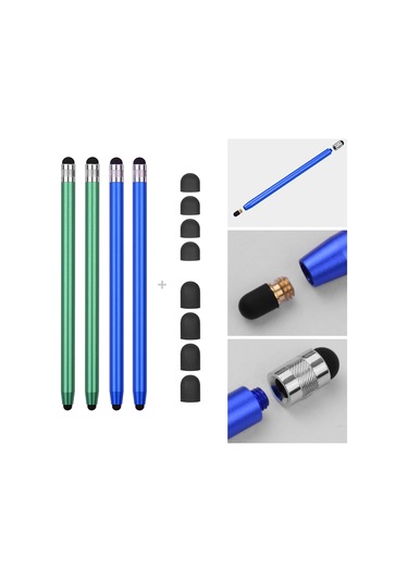 Singree 2si 1 Arada Evrensel Dokunmatik Kalem Tüm Tablet Telefonlar 8 Yedek Yumuşak Uç 4 Adet 2 Mavi 2 Yeşil