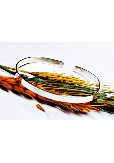 Gümüş Unisex Ayarlanabilir Düz Bilezik Gümüş