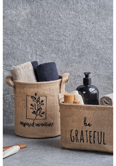 Ocean Home Textile Inspred In Nature Jüt Sepet 20 x 20 cm