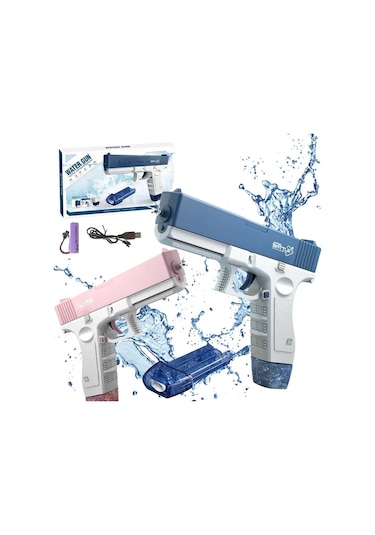 Elektrikli Otomatik Atış Yapan Su Tabancası 10 Metre Menzilli 500 Ml. Depolu 20 Cm. - Mavi Mavi