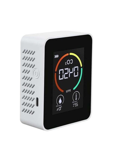 Fortunelane Co2, Sicaklık, Nem, Tvoc Ölçer: Beyaz, Led Ekranlı, 1200mah Pil, Taşınabilir Beyaz