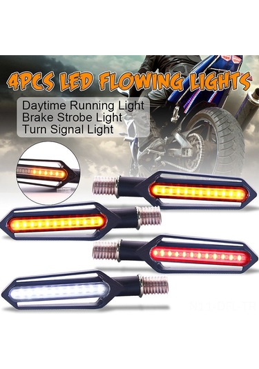 Dofolink Motosiklet Modifikasyonu İçin 24 Led İki Renkli Akışlı Sinyal, Fren Işığı Ve Gündüz Çalışma Işığı Seti 4 Adet