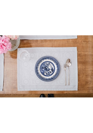 Finezza İris Jakar Polyester Kumaş Bej Amerikan Servis 33x46 cm Gri 4 Ad.-1389 Bej