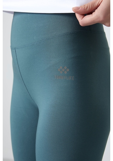 Tommy Life Orman Yeşili Yüksek Bel Toparlayıcı Slim Fit Dar Paça Kadın Tayt - 94011 Yeşil