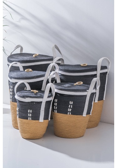 Lora Hasır 5 Li Çok Amaçlı Sepet Seti Renkli