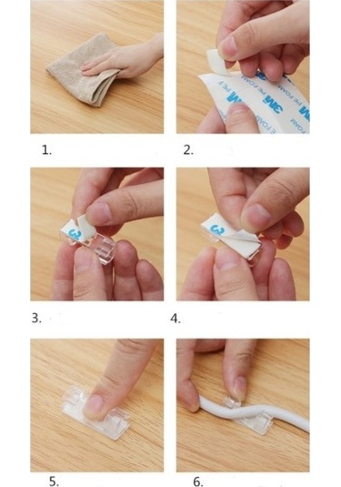 20&amp Apos Li Yapışkanlı Kablo Sabitleyici Şeffaf Klips 5332