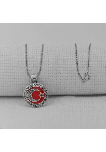Takıhan Gravür İşlemeli 925 Ayar Gümüş Küçük Boy Ay Yıldız Kolye