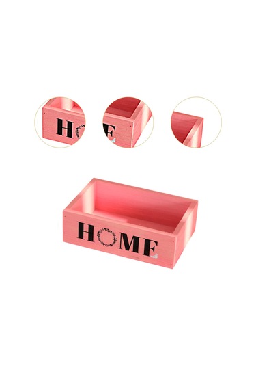 Homyl Ahşap Saksı Kutusu Dekorasyon Retro Çiftlik Evi Pembe