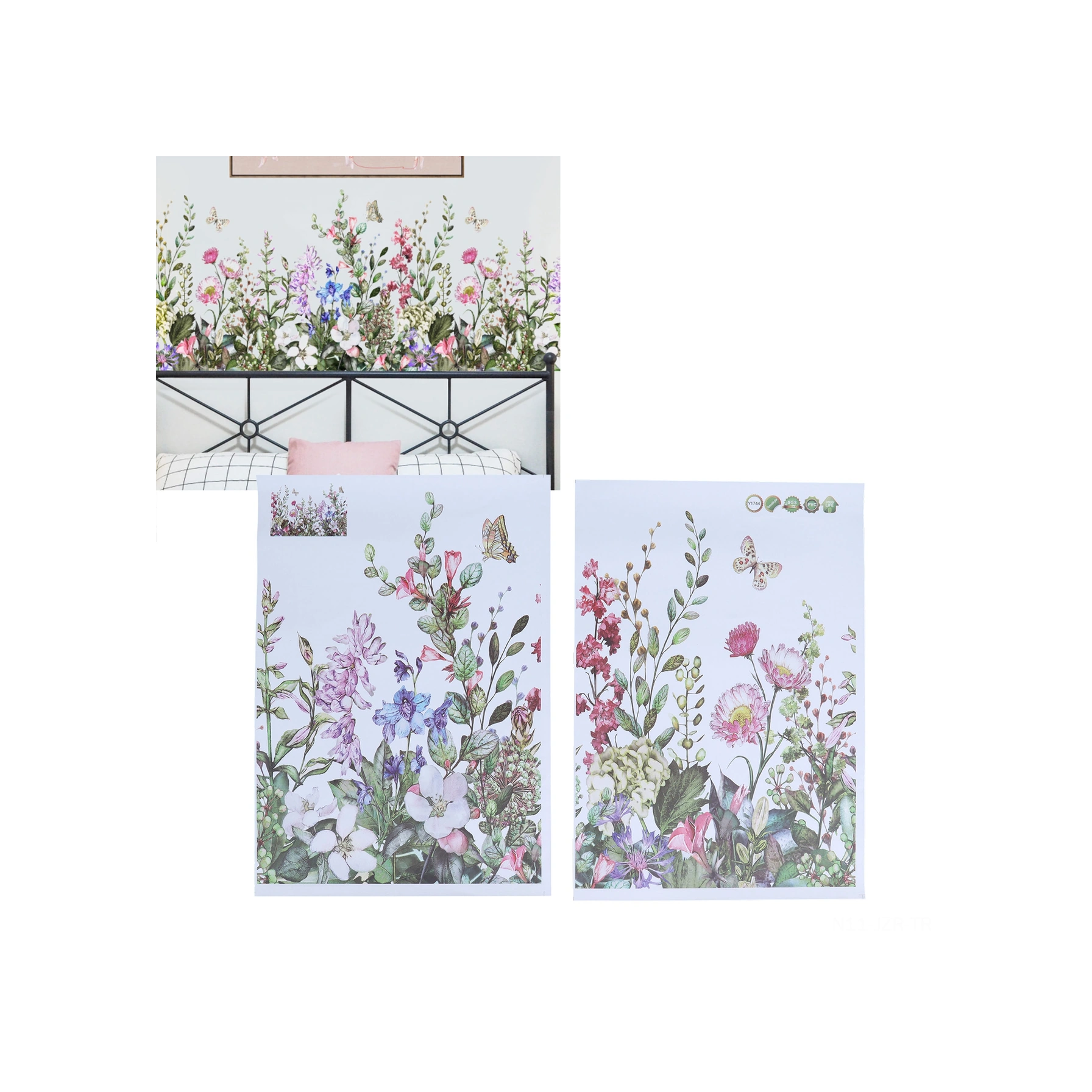 Geeroyoo Bitkisel Desenli Otomatik Yapışkan Duvar Sticker, Canlı Renkler, Pvc Malzeme, Ev Dekorasyonu İçin, Kolay Kurulum, 50x35cm Boyutunda, Paket İçerisinde 2 Adet Ve Sarıçık Çubuğu Dahildir Diğer