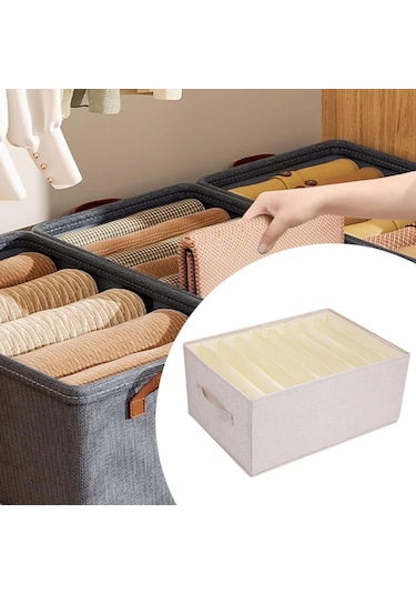 Suntek Giysi Yorgan Saklama Kutusu XL Bej 9 Izgara Bej