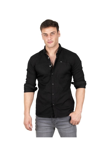 Deepsea Erkek Siyah Çıt Çıt Düğmeli Kot Gömlek 2300412 Siyah Deepsea Erkek Siyah Çıt Çıt Düğmeli Kot Gömlek 2300412 Siyah