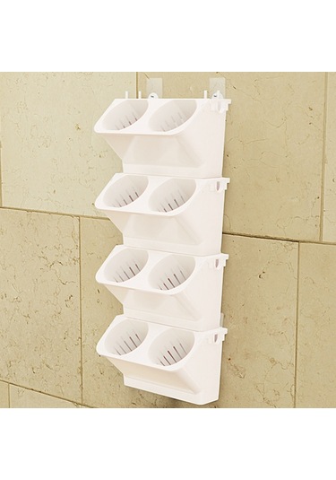 Sones İç Dekorasyon Bitki Duvar Saksı Oturma Odası Balkon Dikey Yeşil Dikim Kutusu Stereo Kombinasyon Duvar Askılı Saksı, Boyut: 24x14x57 Cm Beyaz