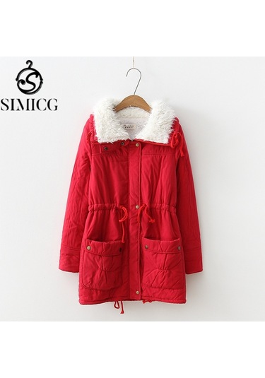 Kadın İş Kıyafeti Kuzu Derisi Kalın Sıcak Ceket Kırmızı