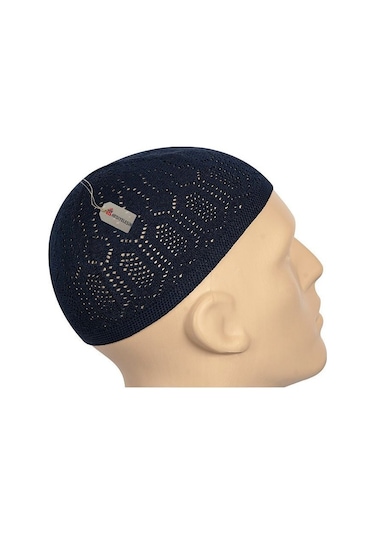 Mercan Namaz Takkesi, Makine Örgüsü Esnek Takke - 12 Adet Lacivert