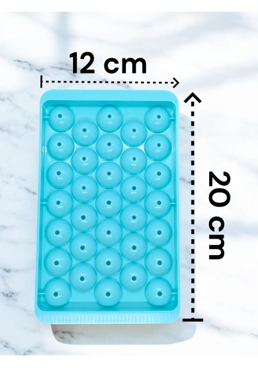 Küre Buz Kalıbı Kapaklı 33 Bölmeli Yuvarlak Buz Kalıbı Sunum Buzu Mavi