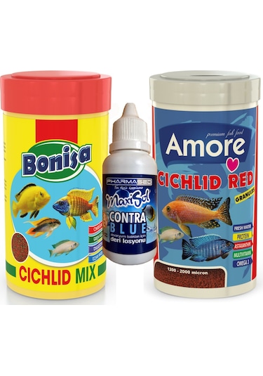 CichlidRed Granules 250ml Kutu ve CichlidMix 250ml +SuDüzenleyici