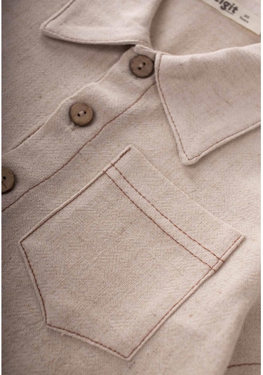 Cigit Kısa Kollu Keten Gömlek 2-7 Yaş Naturel NATUREL