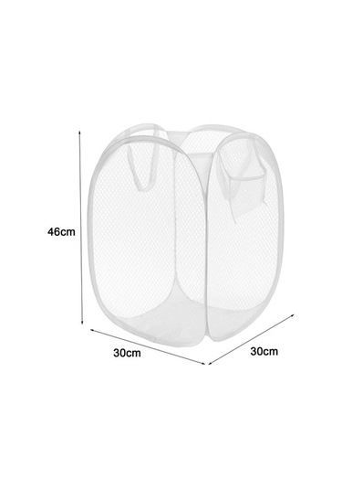 Pazly Suntek Örgü Katlanabilir Çamaşır Sepeti, Beyaz Renkli Pratik Eşya Deposu Diğer