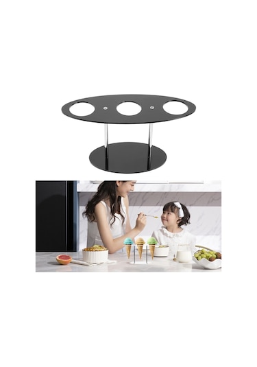 Cbtx Yx035 Akrilik Dondurma Külahı Rafı Dondurma Standı Siyah