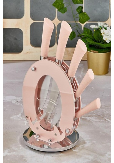 Cooker 6 Parça Mutfak Bıçak Seti Günlük Ve Profesyonel Kullanım Çeyiz Mutfak Pembe