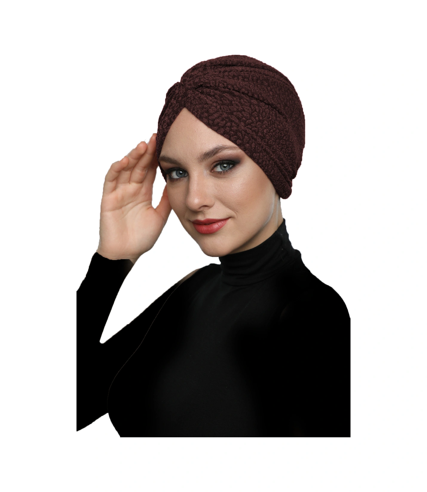 Brokar W Kahverengi Hazır Türban Tesettür Bone Kahve