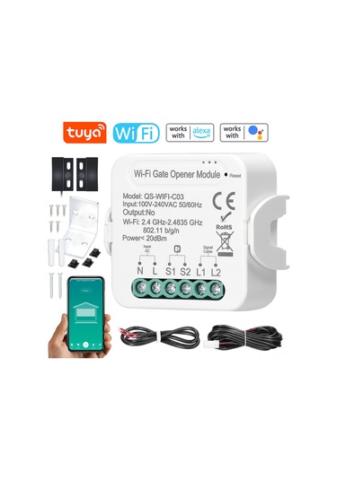 Folinda Tuya Wifi Akıllı Garaj Kapısı Kontrolörü - Uzak Kumanda, Zamanlama, Cihaz Paylaşımı, Google Home & Alexa Uyumlu