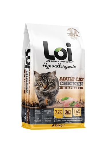 Loi Hipoalerjenik Tavuklu Yetişkin Kedi Maması 15 KG