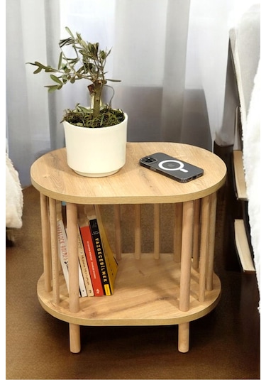 Yan Sehpa - Komodin - Salon - Oturma Odası Zigon Sehpa Safir Meşe