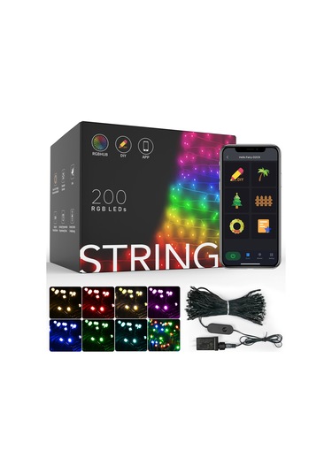 App Akıllı Led Işık Dize Rgb Noel Ağacı Dekorasyon Açık Bahçe Çiti Noel Tatili Işık Dize 20 Metre 200 Işık Çok Renkli
