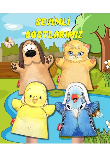 4 Parça Tox Sevimli Dostlarımız Keçe El Kukla Set . Eğitici Oyunc