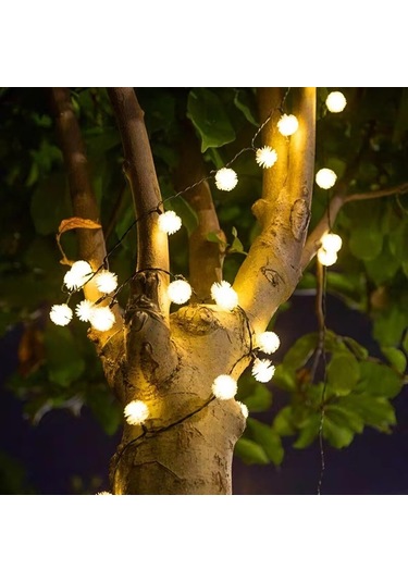 Technojet Solar 50 Ledli 7 Metre Günışığı Güneş Enerjili Ponpon B Çok Renkli