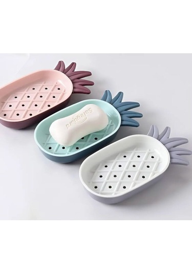 Harmony Ans-07 Ananas Figürlü Süzgeçli Katı Sabunluk Su Tutmaz Katı Sabunluk Lavabo Üstü Sabunluk 1 Adet Renkli
