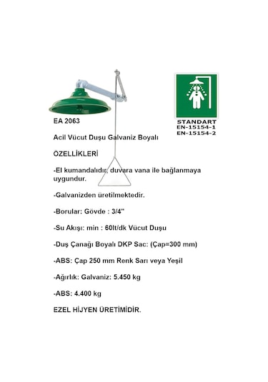 Vücut Duşu Tavana Monte Galvaniz Boyalı