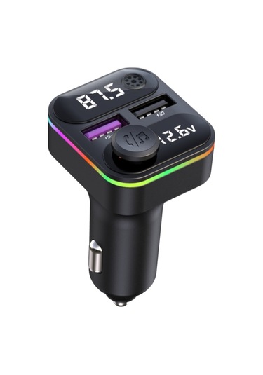 C37 Araba Qc3.0 20w Hızlı Şarj Cihazı Led Arkadan Aydınlatmalı Atmosfer Işığı Mp3 Çalar Bluetooth Fm Verici