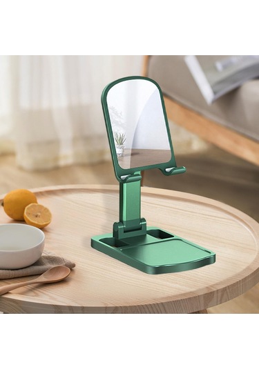 Homyl Katlanabilir Telefon Tutucu Masaüstü Braketi Ayna-yeşili