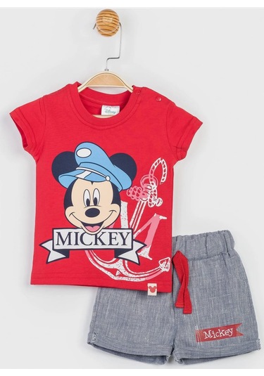 Mickey Mouse Lisanslı Kırmızı Erkek Bebek Alt Üst Takım Mc12878 Kırmızı