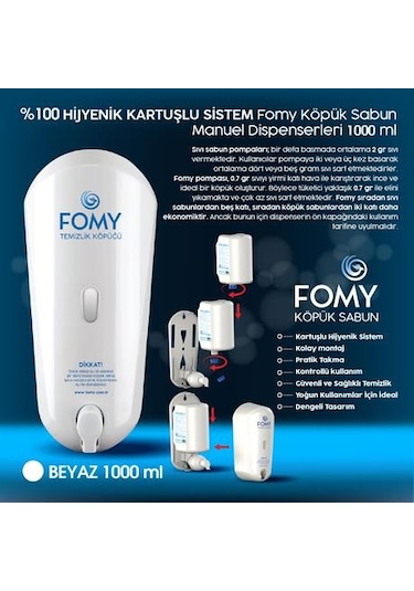 Fomy Köpük Sabun Beyaz Dispenser 1000 Ml