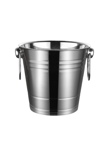Çelik Şampanya Kovası 6 L Kulplu Buz Kovası Buzluk Cin921 Gri