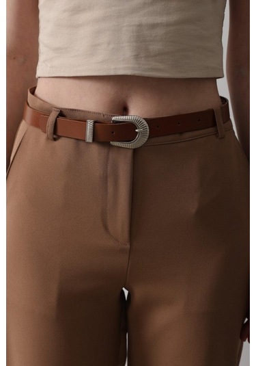 Modasize Kemerli Havuç Pantolon - Taba Taba