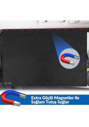 Glanz Araç Yan Cam Perdesi Mıknatıslı Oto Güneşlik 2 Adet