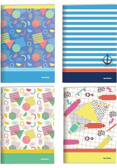 Mopak A4 40 Yaprak Karton Kapak Dikişli Defter Kareli 4 Adet
