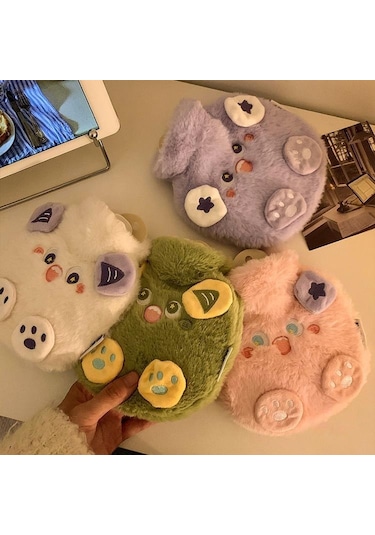 Sevimli Küçük Canavar Peluş Su Dolu Sıcak Su Şişesi-mor