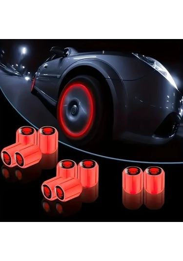 Fastbuy Turcoshop11 4 Adet Kırmızı Kafatası Desenli Evrensel Vana Kapakları