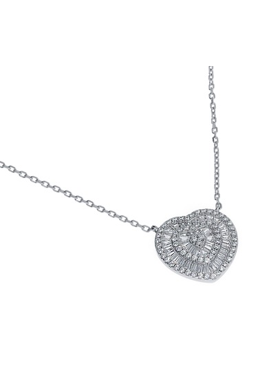 Kadın Baget Taşlı Kalp Model Gümüş Kolye