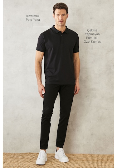 Ac&Co / Altınyıldız Classics 4A4820200047Sss3XL Düğmeli Polo Yaka Cepsiz Slim Fit Erkek Tişört - Siyah Ac&Co / Altınyıldız Classics 4A4820200047Sss3XL Düğmeli Polo Yaka Cepsiz Slim Fit Erkek Tişört - Siyah