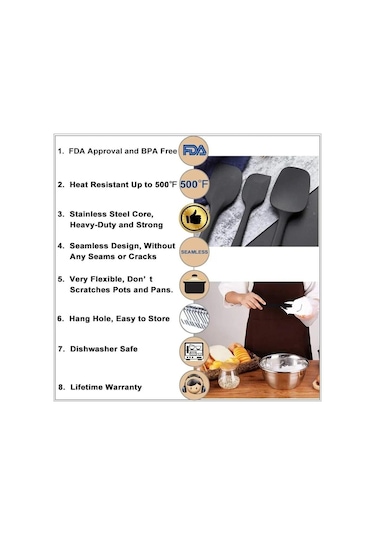 Kırmızı Wıkhostar 6 Parça Silikon Spatula Seti Gıda Sınıfı Yapışmaz Isıya Dayanıklı Spatula Turner Pişirme Pişirme Karıştırma Pişirme Araçları