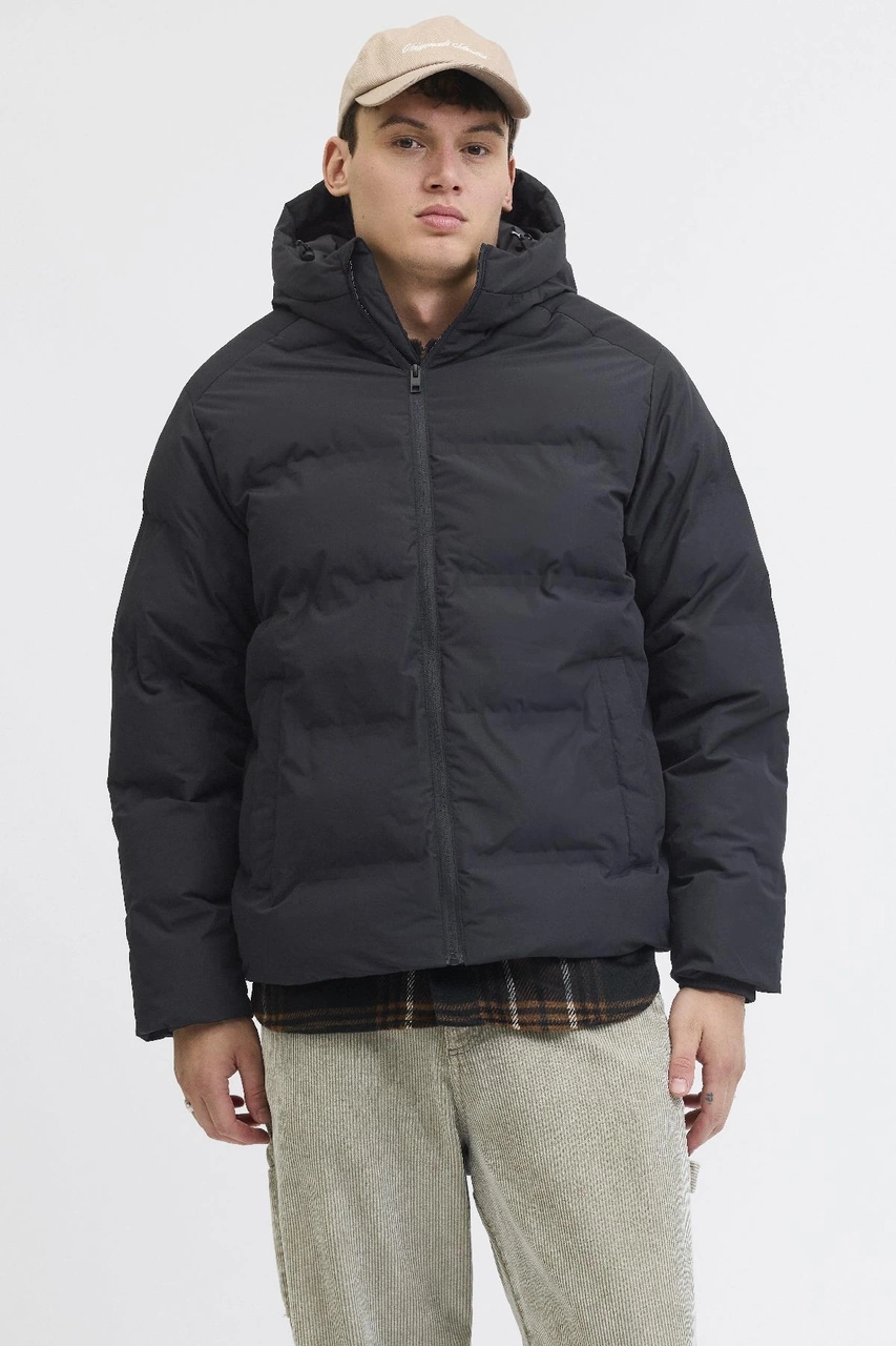 Erkek Jack & Jones Jjesoho Kapüşonlu Puffer Mont Siyah, Yüksek Kalite, Fermuarlı, Uzun Kollu, Kışlık Şişme Mont Siyah